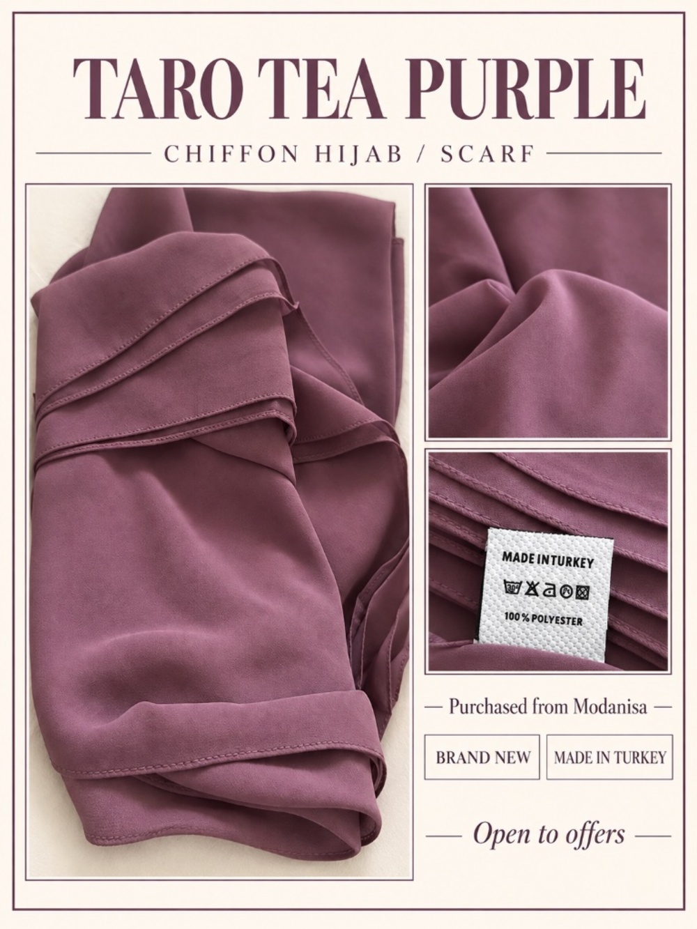 Taro Tea Purple Chiffon Hijab